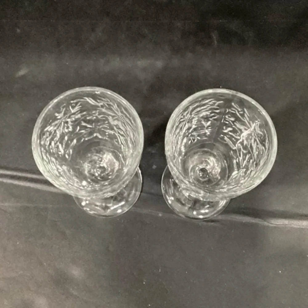 Princess House Fantasia Footed Wine Goblets, Set of‎ 2, Vintage Etched Stemware